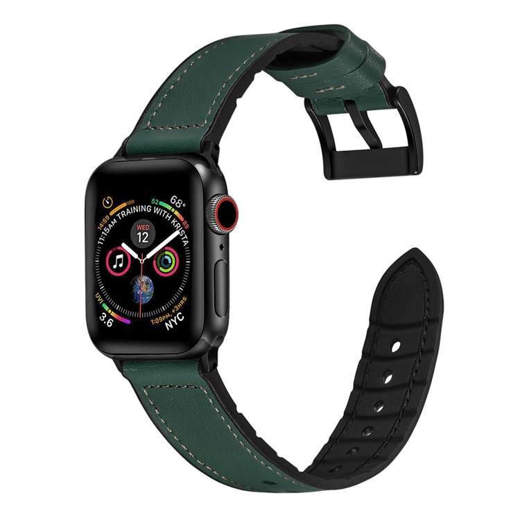 22mm PU Leather Coated TPU Watch Band for Apple Watch Series 1/2/3 38mm / Apple Watch Series 4 40mm - Green-3