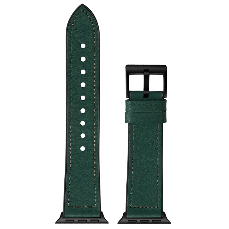 22mm PU Leather Coated TPU Watch Band for Apple Watch Series 1/2/3 38mm / Apple Watch Series 4 40mm - Green-4