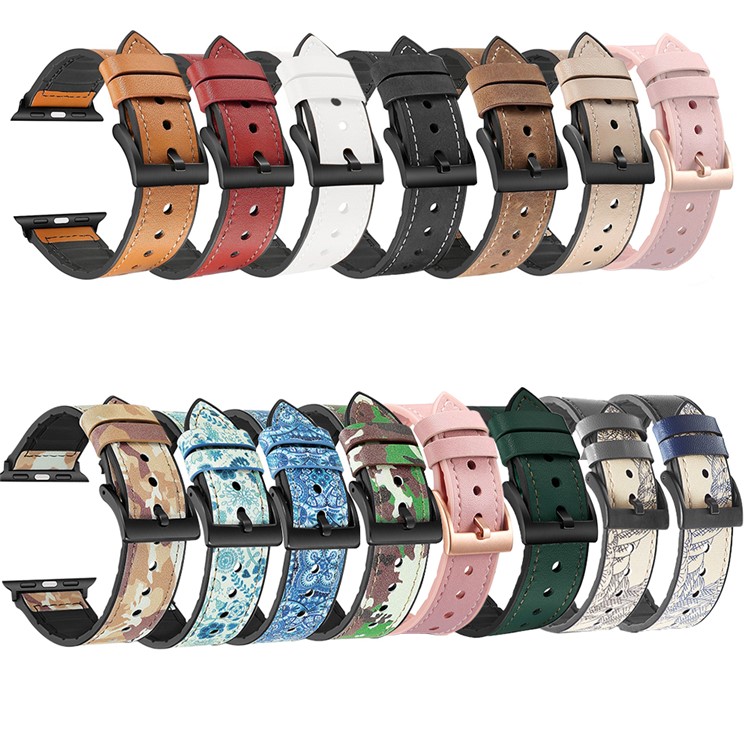 22mm PU Leather Coated TPU Watch Band for Apple Watch Series 1/2/3 38mm / Apple Watch Series 4 40mm - Green-5