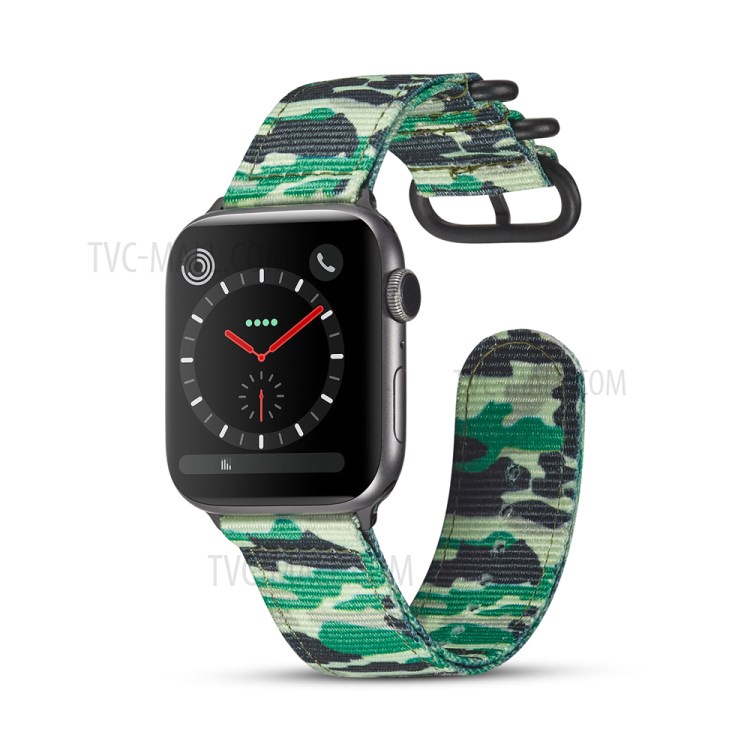 22mm TPU+PU Camouflage Style Nylon Watch Band for Apple Watch Series 1/2/3 38mm / Apple Watch Series 4 40mm - Camouflage Green-2