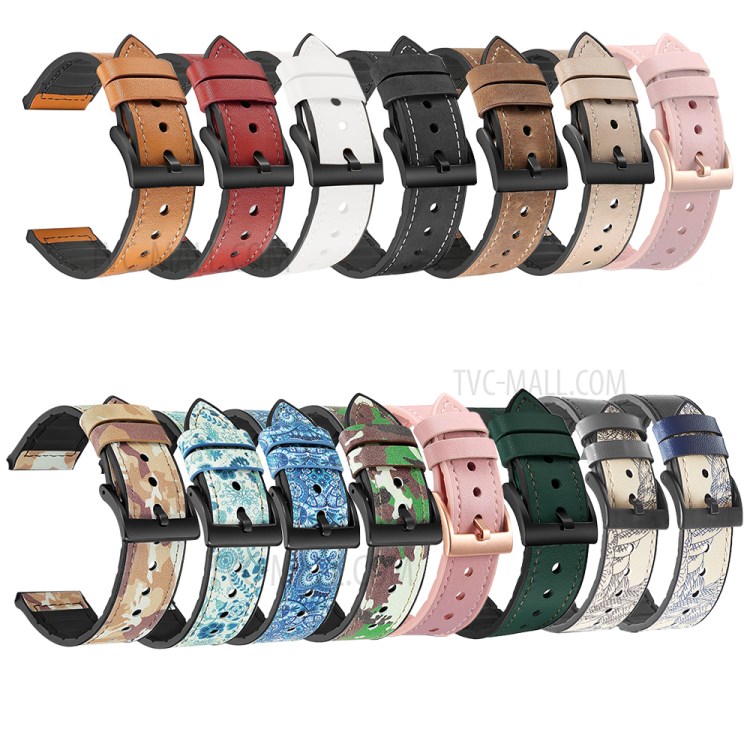 20mm Leather Coated TPU Watch Strap for Samsung Galaxy Watch Active1/2 / Galaxy Watch 42mm etc. - Black-4