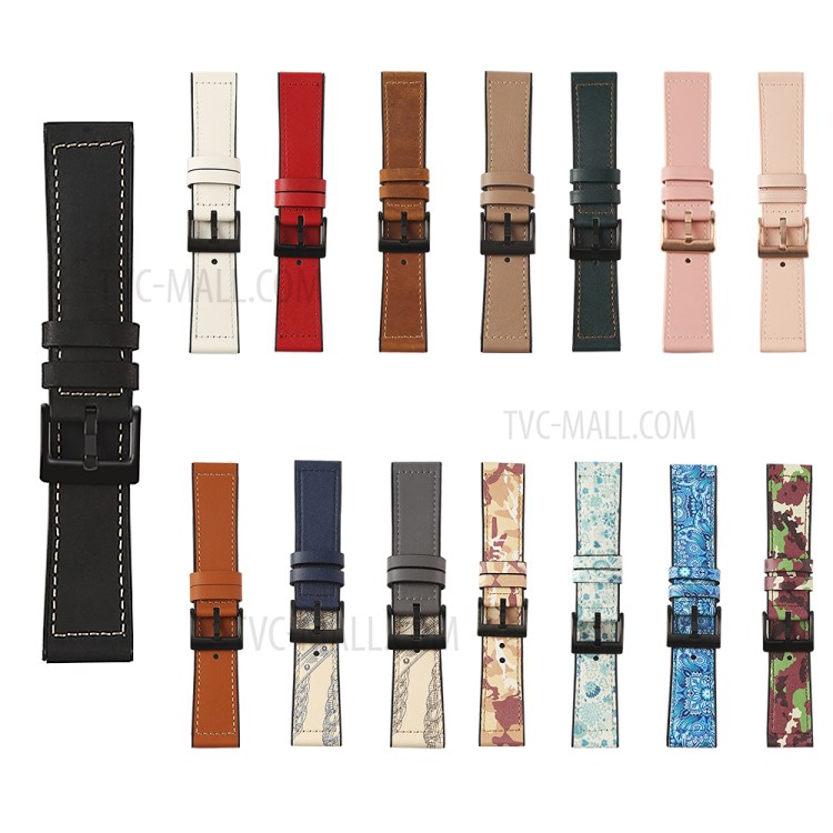 20mm Leather Coated TPU Watch Strap for Samsung Galaxy Watch Active1/2 / Galaxy Watch 42mm etc. - Black-5