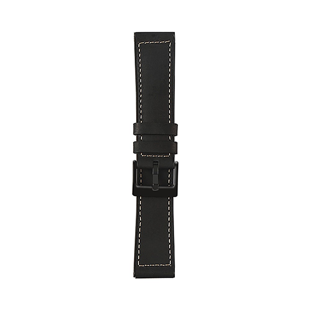 22mm Stitching Decor Leather Coated TPU Watch Band - Black-2