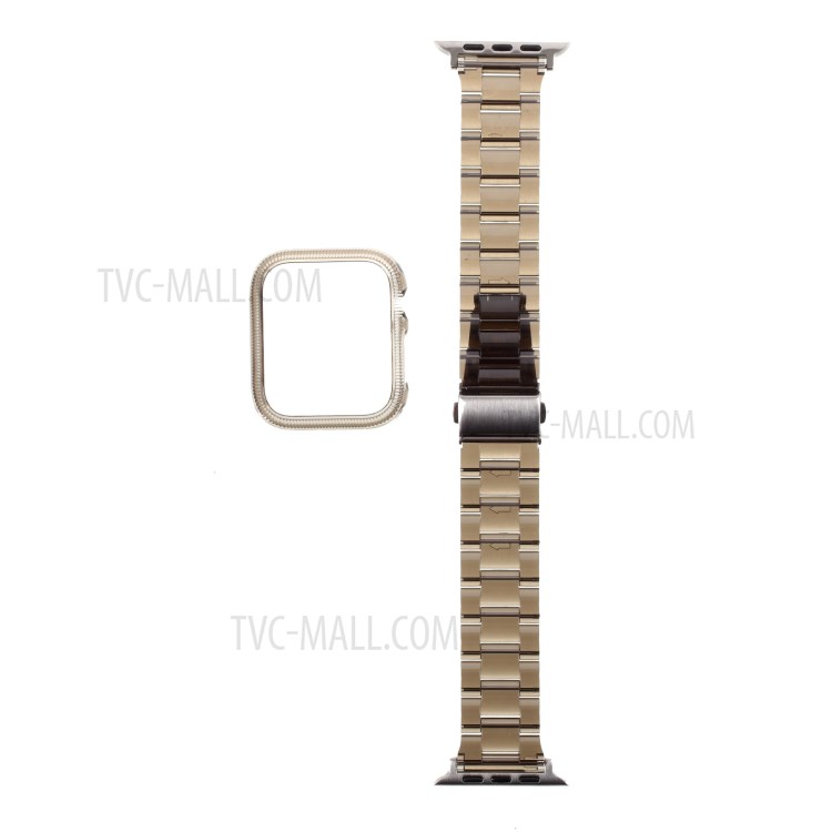 Acrylic Watch Band + Watch Frame Case for Apple Watch Series 6/SE/5/4 44mm, Series 3/2/1 42mm - Gold-1