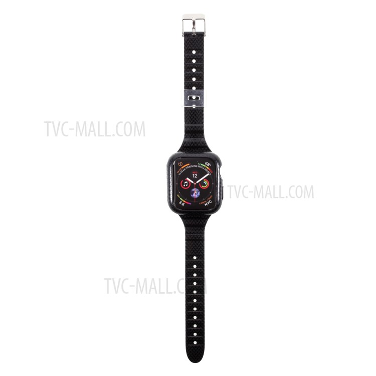 Woven Pattern TPU Watch Band with Frame Replacement for Apple Watch Series 6 SE 5 4 40mm / Series 3 2 1 38mm - Black-1