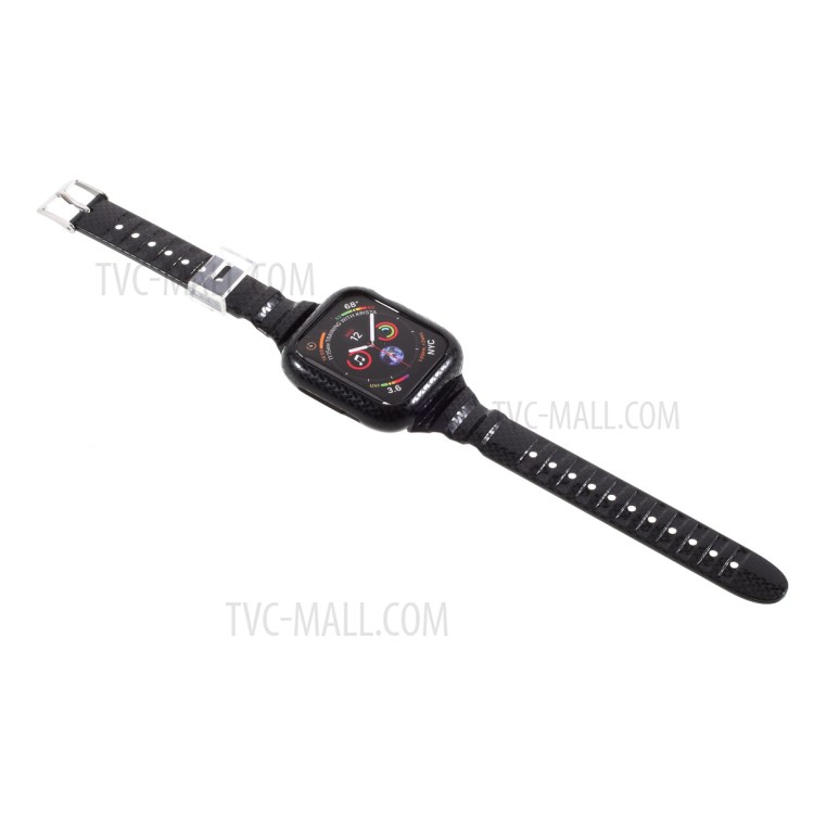 Woven Pattern TPU Watch Band with Frame Replacement for Apple Watch Series 6 SE 5 4 40mm / Series 3 2 1 38mm - Black-2