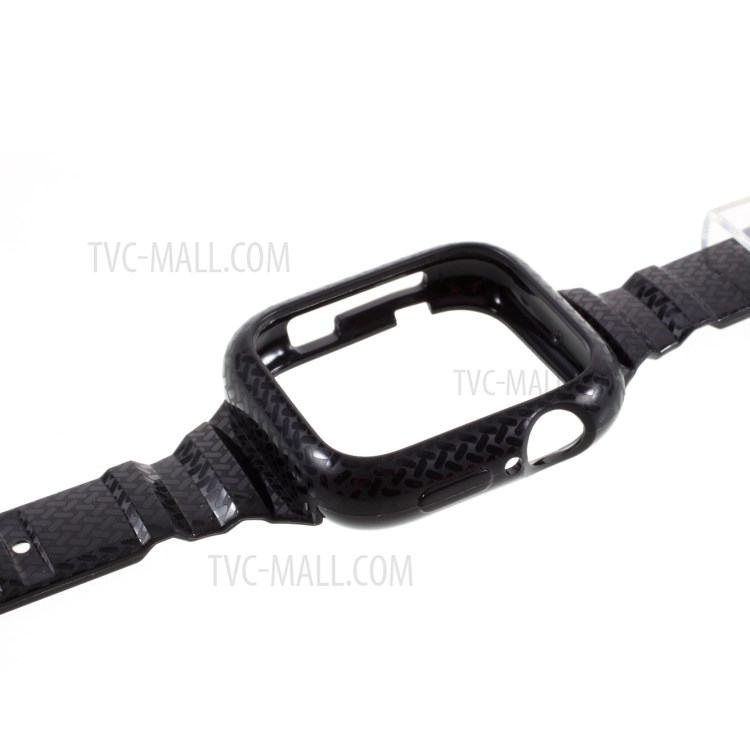 Woven Pattern TPU Watch Band with Frame Replacement for Apple Watch Series 6 SE 5 4 40mm / Series 3 2 1 38mm - Black-3