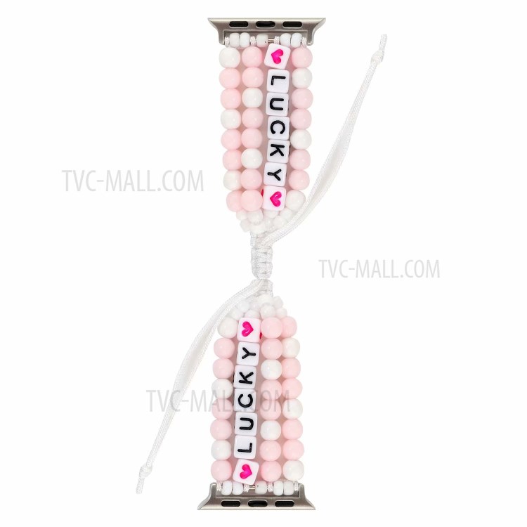 New Style Lucky Beads Braided Replacement Watch Strap for Apple Watch Series 1/2/3 38mm / Apple Watch Series 4/5/6/SE 40mm - Pink-1