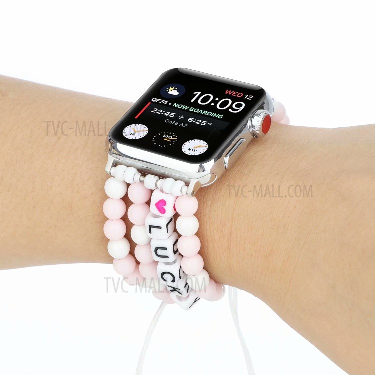 New Style Lucky Beads Braided Replacement Watch Strap for Apple Watch Series 1/2/3 38mm / Apple Watch Series 4/5/6/SE 40mm - Pink-3