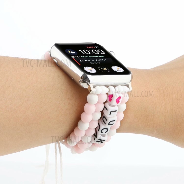 New Style Lucky Beads Braided Replacement Watch Strap for Apple Watch Series 1/2/3 38mm / Apple Watch Series 4/5/6/SE 40mm - Pink-4
