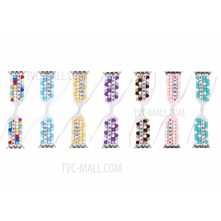 New Style Lucky Beads Braided Replacement Watch Strap for Apple Watch Series 1/2/3 38mm / Apple Watch Series 4/5/6/SE 40mm - Pink-7