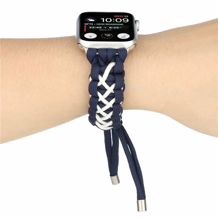 Neue Art Geflochten Ersatzuhrenarmband Für Apple Watch Serie 1/2/3 38mm / Apfel-Uhr-Serie 4/5/6 / SE 40mm - Dunkelblau-5