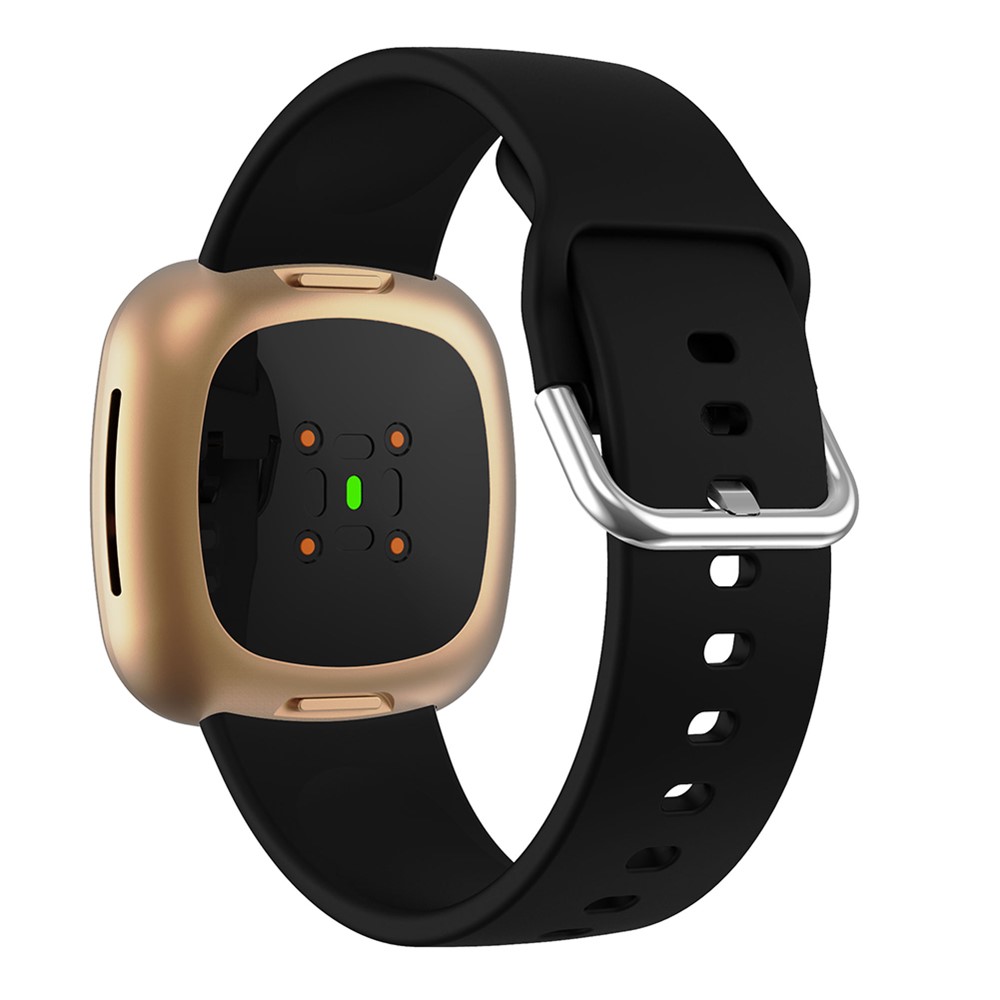 Soft Silicone Smart Watch Strap Replacement for Fitbit Versa 3 - Black-1