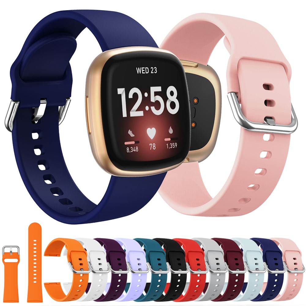 Soft Silicone Smart Watch Strap Replacement for Fitbit Versa 3 - Black-5