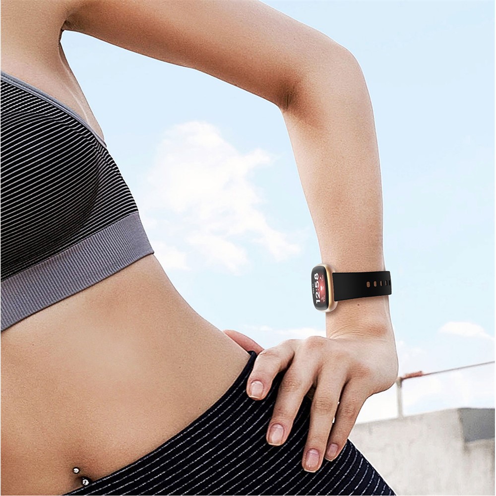 Soft Silicone Smart Watch Strap Replacement for Fitbit Versa 3 - Black-6