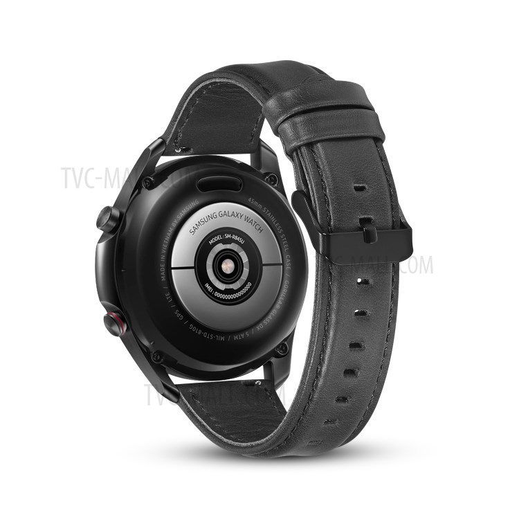 Genuine Leather Smart Watch Strap for Samsung Galaxy Watch3 41mm - Black-1