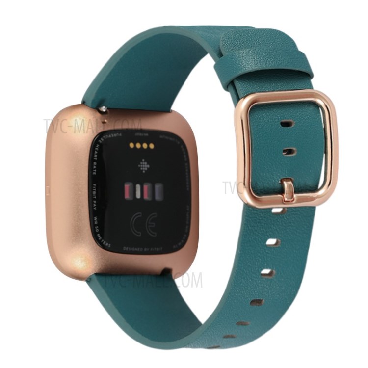 For Fitbit versa / versa 2 / versa lite Modern Genuine Leather Watch Band - Cyan-1