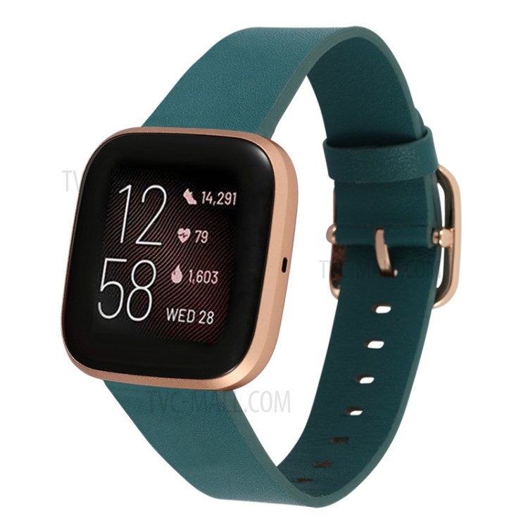 For Fitbit versa / versa 2 / versa lite Modern Genuine Leather Watch Band - Cyan-2