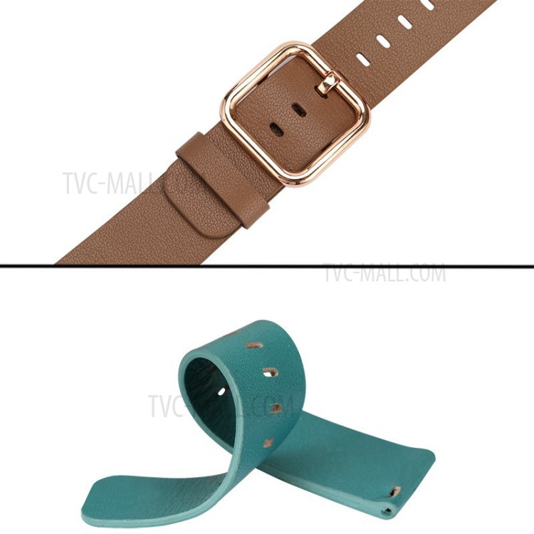 For Fitbit versa / versa 2 / versa lite Modern Genuine Leather Watch Band - Cyan-3