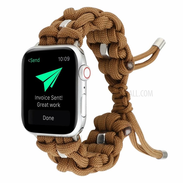 Woven Nylon + Steel Ring Watch Strap for Apple Watch Series 6/5/4/SE 40mm, Series 3/2/1 38mm - Brown-2
