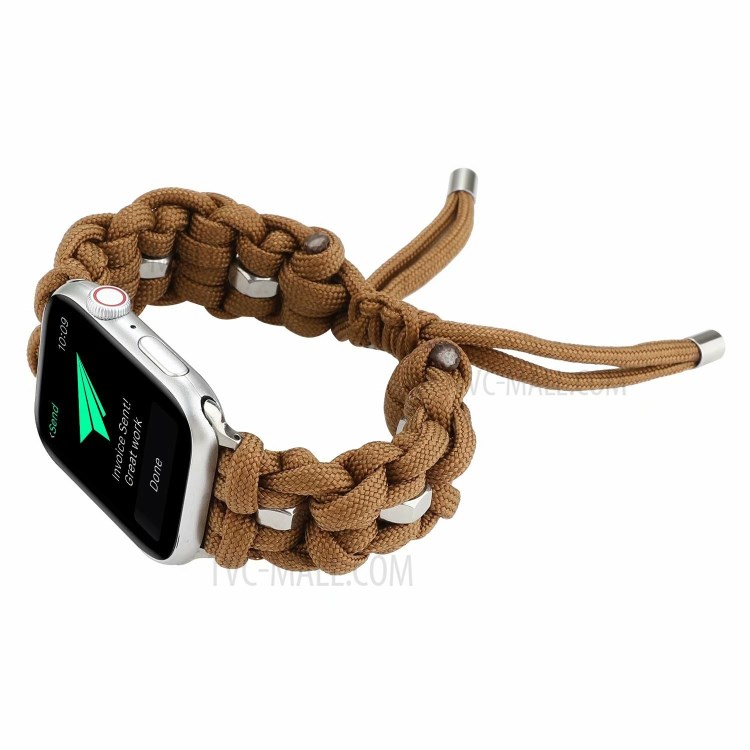 Woven Nylon + Steel Ring Watch Strap for Apple Watch Series 6/5/4/SE 40mm, Series 3/2/1 38mm - Brown-3