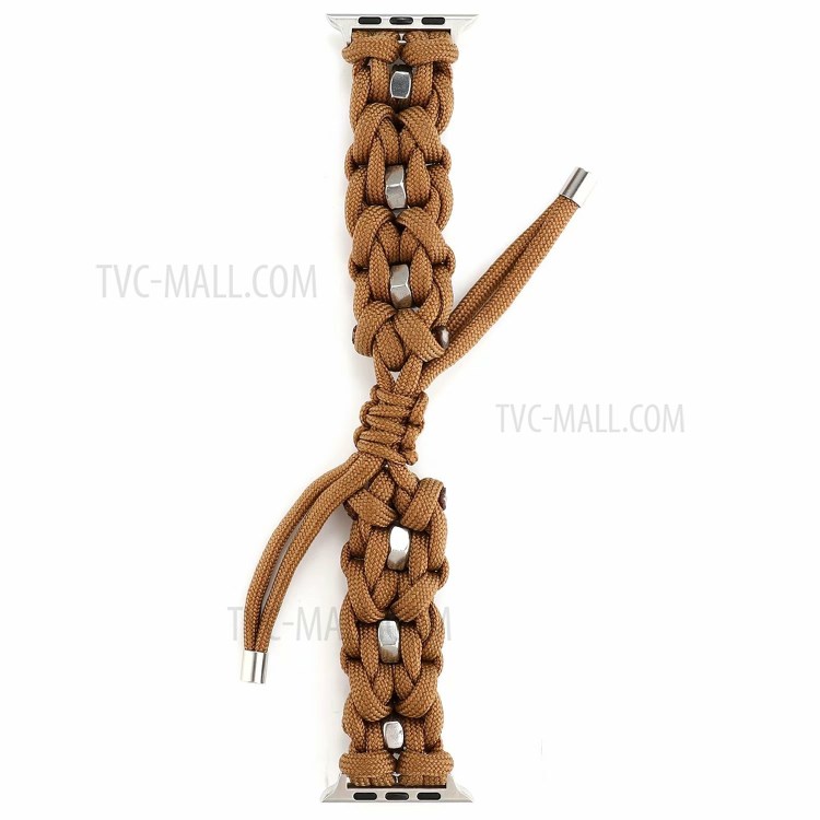 Woven Nylon + Steel Ring Watch Strap for Apple Watch Series 6/5/4/SE 40mm, Series 3/2/1 38mm - Brown-5