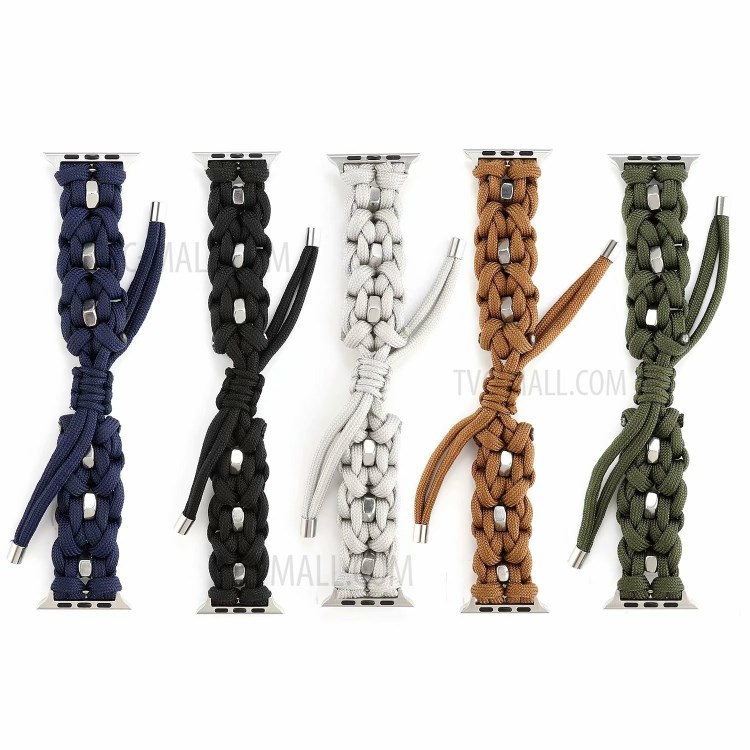 Woven Nylon + Steel Ring Watch Strap for Apple Watch Series 6/5/4/SE 40mm, Series 3/2/1 38mm - Brown-6