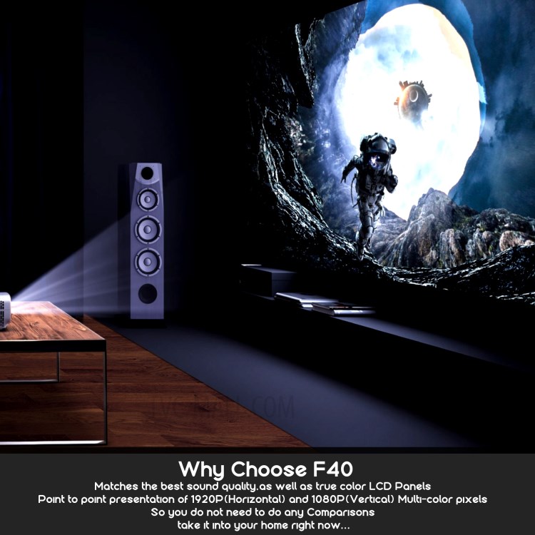 F40 4800 Lumens Mini Portable Full HD LED Projector 4K 1080P Home Cinema (Same Screen Version) - EU Plug-8