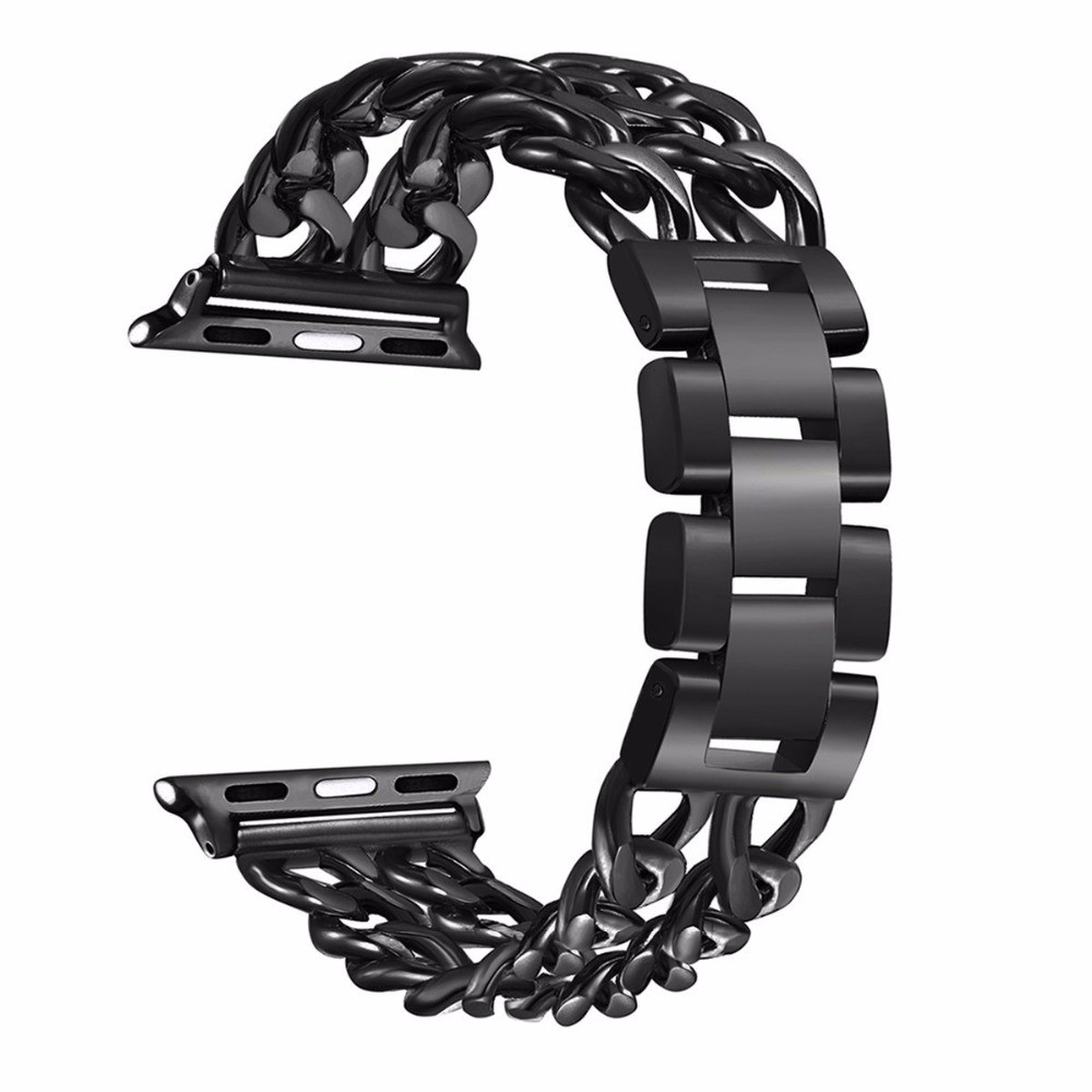 Stahlarmbanduhrband Für Apple Watch 6 / 5/4/3 / 2/1 / Se - Schwarz-1