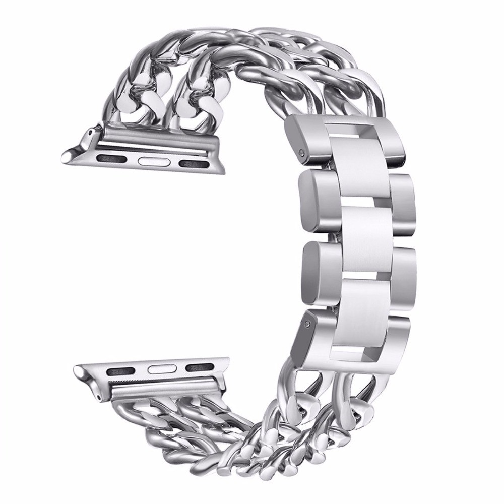 Stahl Armbanduhrband Für Apple Watch Serie 6 44mm / SE 44mm / 5 44mm / 4 44mm / 3 42mm / 2 42mm / 1 42mm - Silber--1