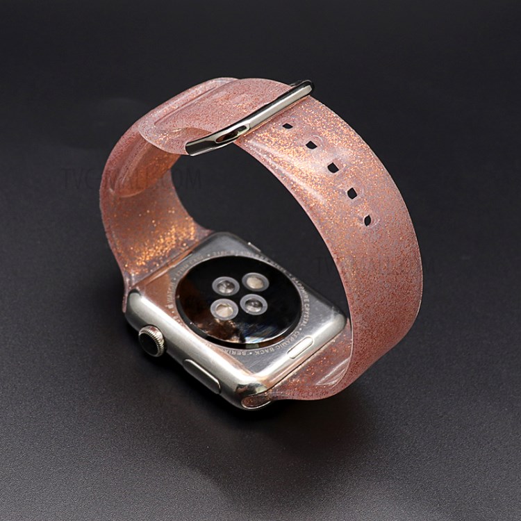 Glitter-Pulver-Silikon-Uhr-Band-Band Für Apple-Watch-Serie 4 40mm / 5 40mm / 6 40mm / Se 40mm / 3 38mm / 2 38mm / 1 38mm - Orange-1