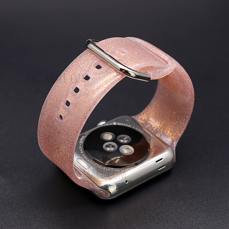 Glitter-Pulver-Silikon-Uhr-Band-Band Für Apple-Watch-Serie 4 40mm / 5 40mm / 6 40mm / Se 40mm / 3 38mm / 2 38mm / 1 38mm - Orange-2