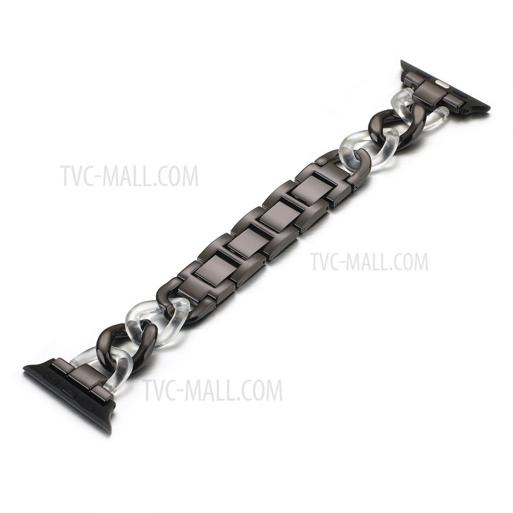 Cowboykette Harz + Metall Uhrenarmband Für Apple Watch Serie 6 40mm / SE 40mm / 4 40mm / 5 40mm / 3 38mm / 2 38mm / 1 38mm - Weiß Schwarz-1