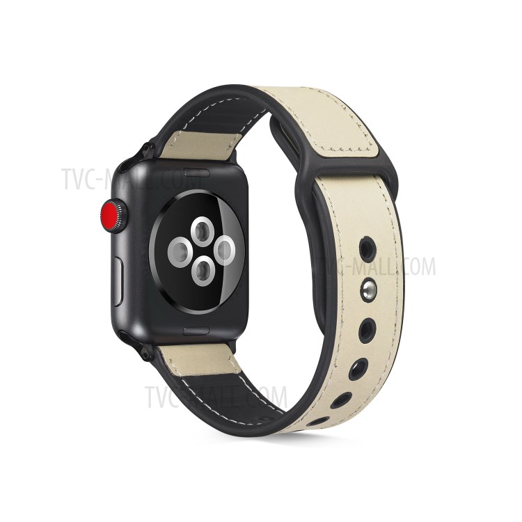PU-Leder-Uhr-Bandband-Ersatz Für Apple Watch-Serie 4/5/6 / SE 40mm / Apple Watch-Serie 1/2/3 38mm - Beige-1