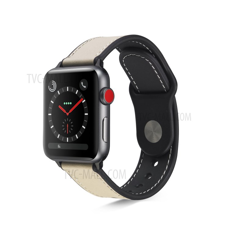 PU-Leder-Uhr-Bandband-Ersatz Für Apple Watch-Serie 4/5/6 / SE 40mm / Apple Watch-Serie 1/2/3 38mm - Beige-2
