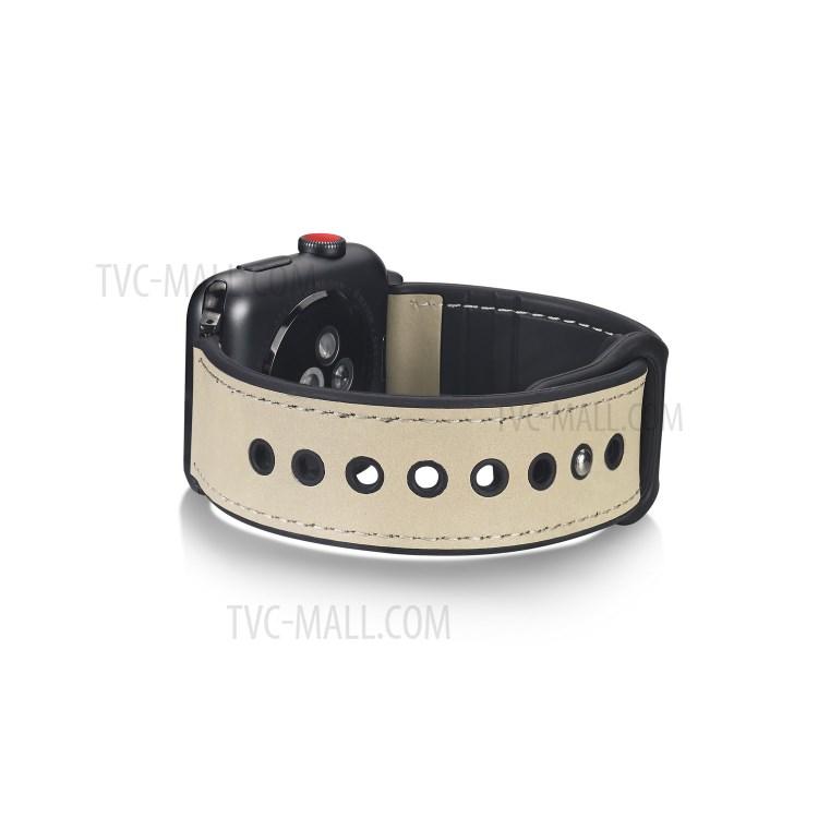 PU-Leder-Uhr-Bandband-Ersatz Für Apple Watch-Serie 4/5/6 / SE 40mm / Apple Watch-Serie 1/2/3 38mm - Beige-3