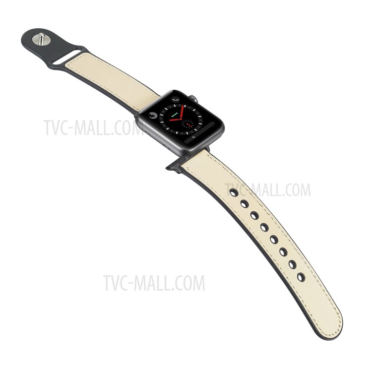 PU-Leder-Uhr-Bandband-Ersatz Für Apple Watch-Serie 4/5/6 / SE 40mm / Apple Watch-Serie 1/2/3 38mm - Beige-5