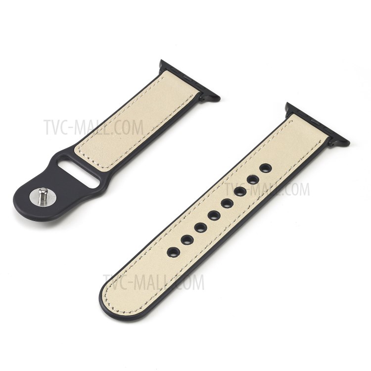 PU-Leder-Uhr-Bandband-Ersatz Für Apple Watch-Serie 4/5/6 / SE 40mm / Apple Watch-Serie 1/2/3 38mm - Beige-7