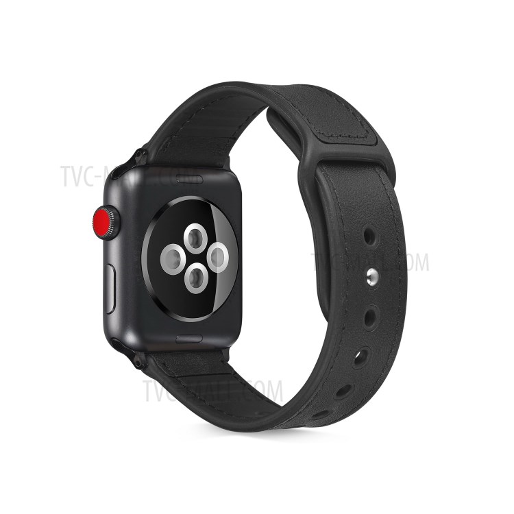 PU-Leder-Uhr-Bandband-Ersatz Für Apple Watch Serie 4/5/6 / SE 44mm / Apple Watch-Serie 1/2/3 42mm - Schwarz-1
