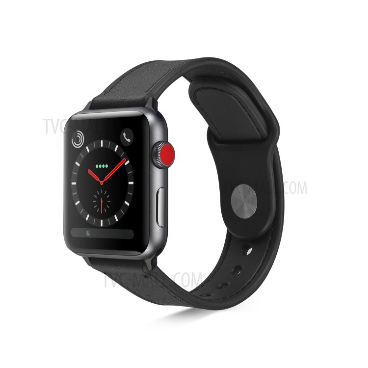 PU-Leder-Uhr-Bandband-Ersatz Für Apple Watch Serie 4/5/6 / SE 44mm / Apple Watch-Serie 1/2/3 42mm - Schwarz-2