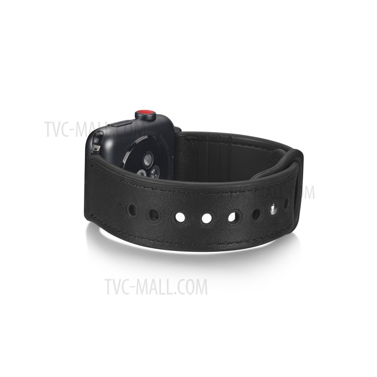 PU-Leder-Uhr-Bandband-Ersatz Für Apple Watch Serie 4/5/6 / SE 44mm / Apple Watch-Serie 1/2/3 42mm - Schwarz-3