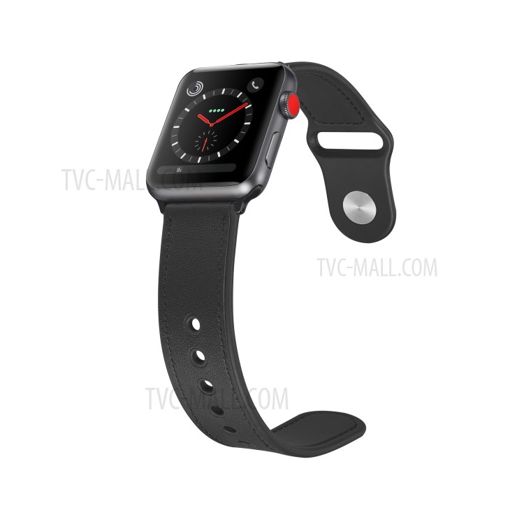 PU-Leder-Uhr-Bandband-Ersatz Für Apple Watch Serie 4/5/6 / SE 44mm / Apple Watch-Serie 1/2/3 42mm - Schwarz-4