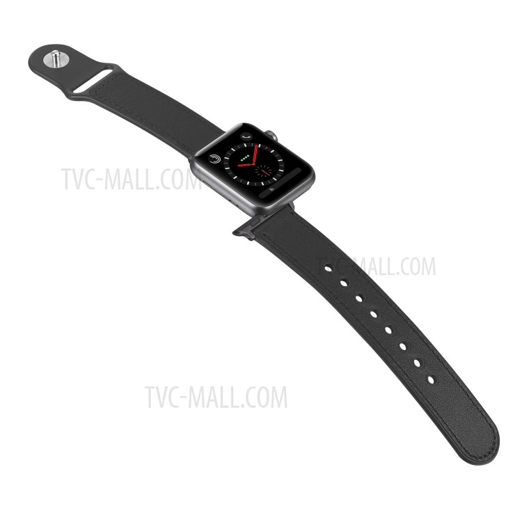 PU-Leder-Uhr-Bandband-Ersatz Für Apple Watch Serie 4/5/6 / SE 44mm / Apple Watch-Serie 1/2/3 42mm - Schwarz-5