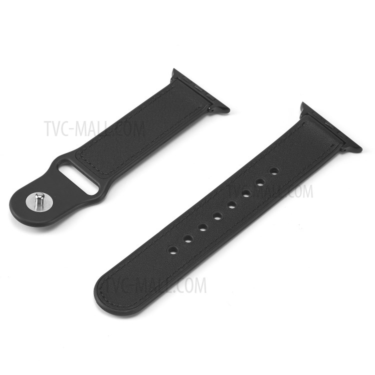 PU-Leder-Uhr-Bandband-Ersatz Für Apple Watch Serie 4/5/6 / SE 44mm / Apple Watch-Serie 1/2/3 42mm - Schwarz-7