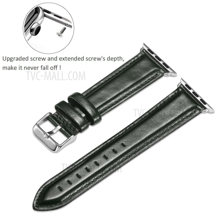 Echtes Leder Smart Watch-Band Für Apple-Uhr 1 (38mm) / 2 (38mm) / 3 (38mm) / 4 (40mm) / 5 (40mm) / 6 (40mm) / Se (40mm) - Grün-3