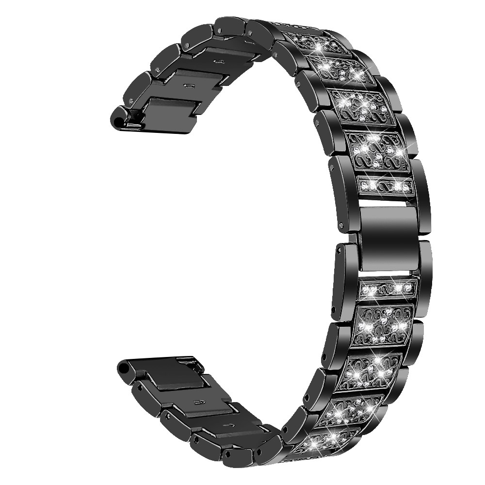 New Arrival Muitiple Color Rhinestone Decor Smart Watch Strap Replacement for Fitbit Versa 3/Sense - Black-1