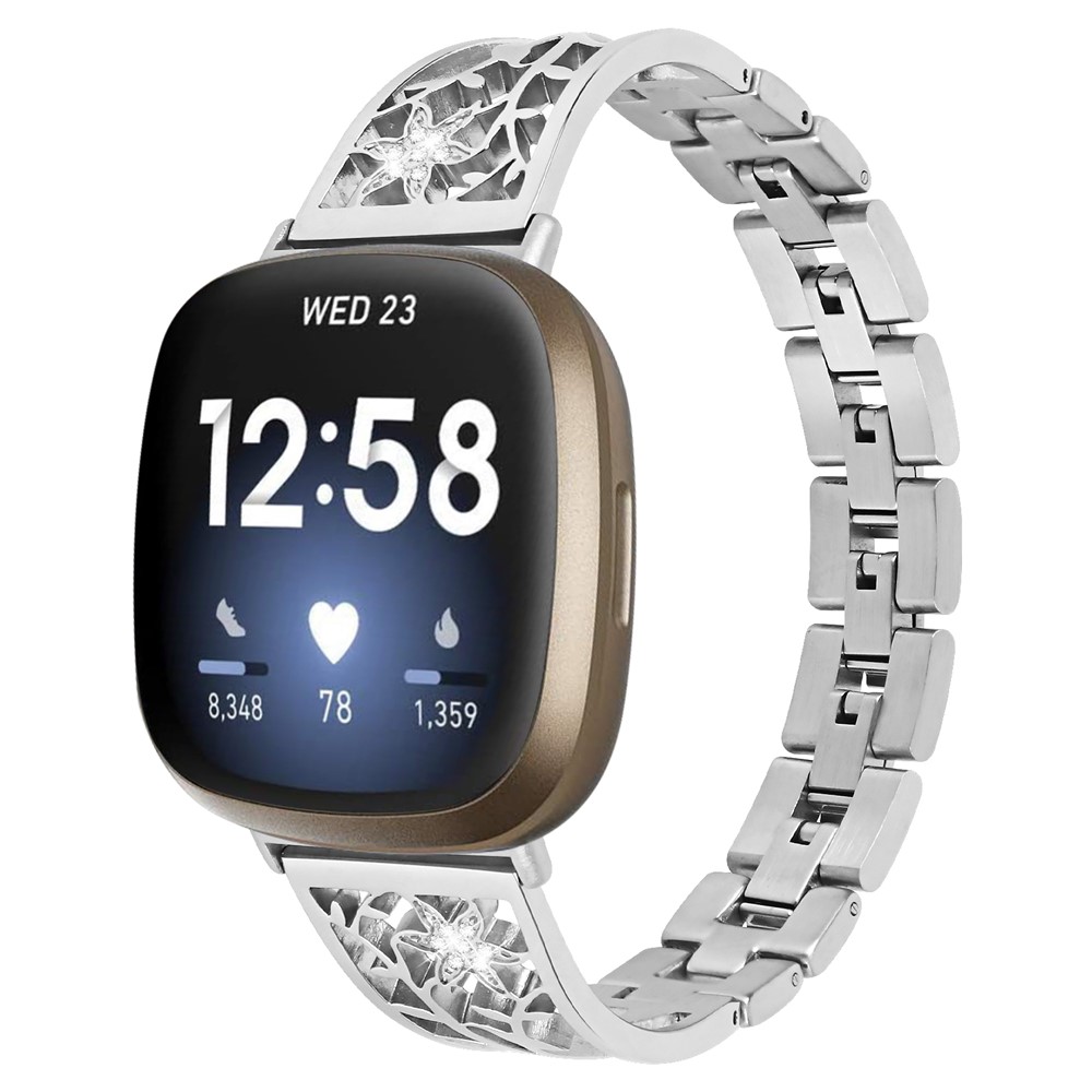 Starfish Shape Rhinestone Decor Stainless Steel Smart Watch Strap Replacement for Fitbit Versa 3/Sense-2
