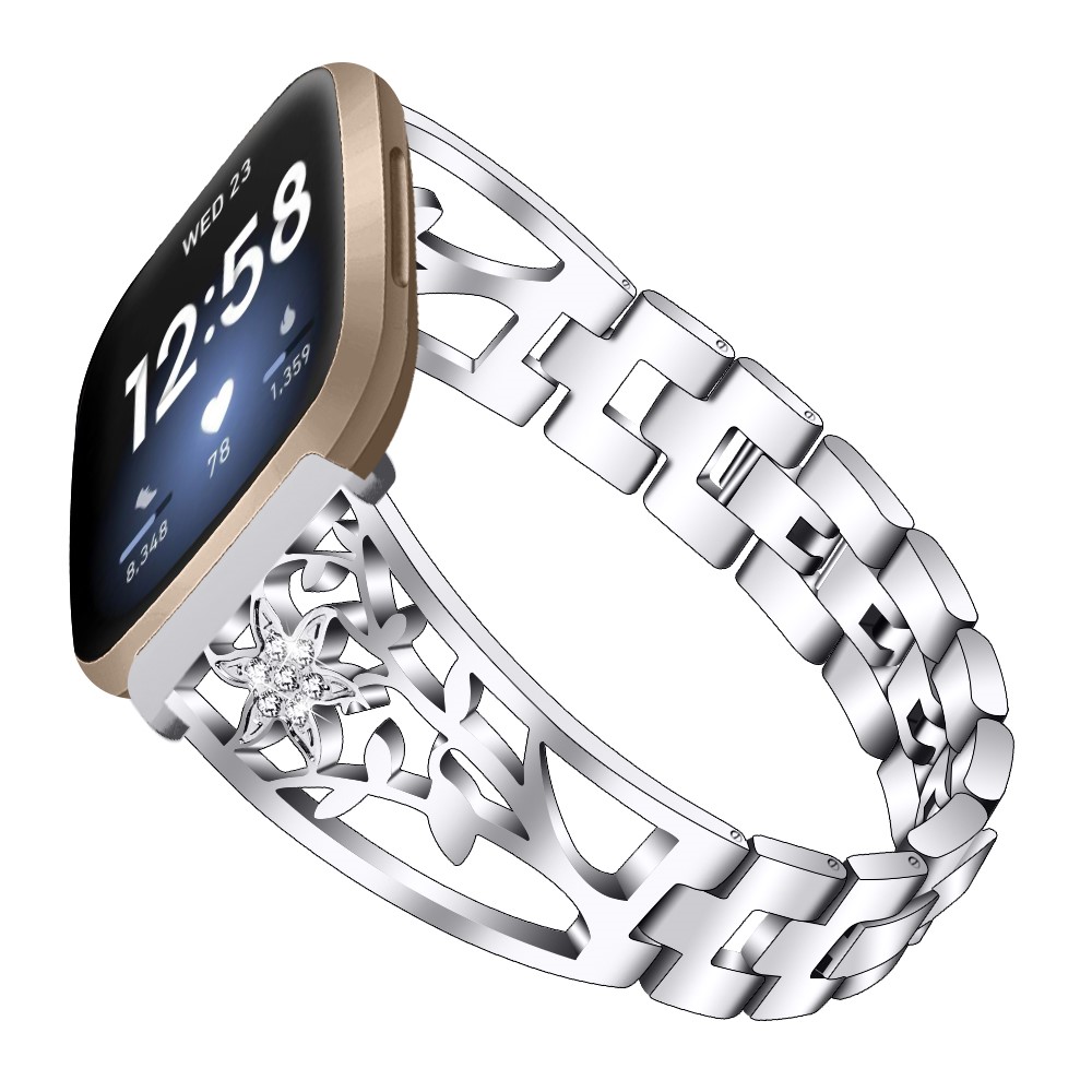 Starfish Shape Rhinestone Decor Stainless Steel Smart Watch Strap Replacement for Fitbit Versa 3/Sense-3