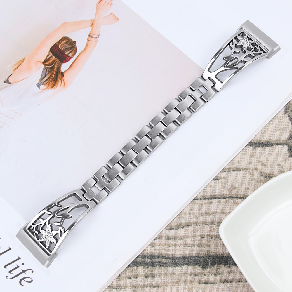 Starfish Shape Rhinestone Decor Stainless Steel Smart Watch Strap Replacement for Fitbit Versa 3/Sense-5