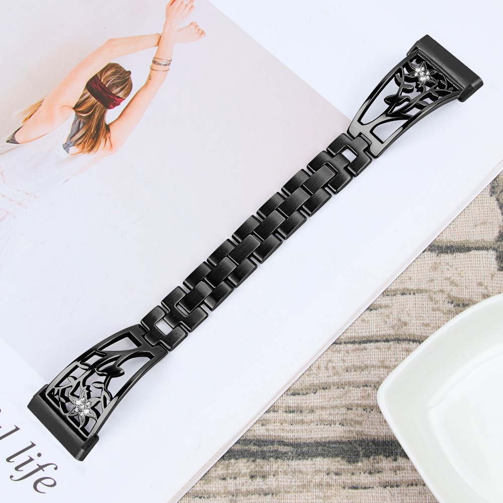 Stainless Steel Starfish Shape Rhinestone Decor Watch Strap Replacement for Fitbit Versa 3/Sense - Black-5